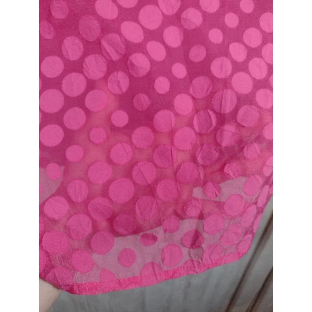 Tommy Hilfiger Blouse Women's Pink Top Small Petite Sheer Polka Dot Bell Sleeve